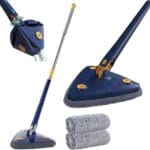 360° Rotatable Adjustable Triangle Plastic Microfiber Reusable Wet Dry Twisting Self Cleaning Mop