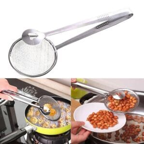 Stainless Steel Filter Spoon with Clip for Fried Foods