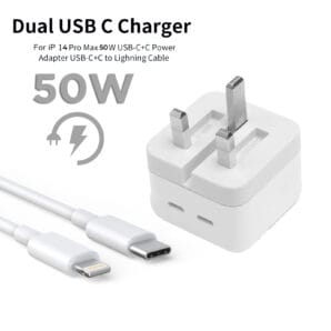 IPHONE 14 Pro 3 Pin 50W USB-C+C POWER Adapter With USB-C