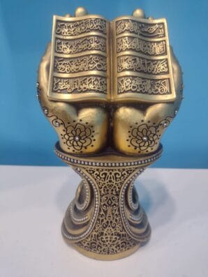 Islamic home decor showpiece open Quran book with Ayatul Kursi