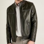 Men's-Black-Sheepskin-Biker-Leather-Jacket