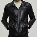 Men's-Black-Zippered-Accents-Leather-Biker-Jacket2