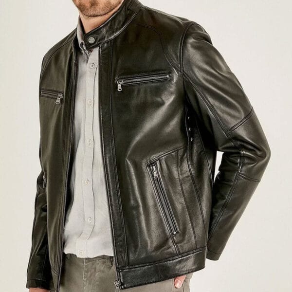Men's-Black-Sheepskin-Biker-Leather-Jacket