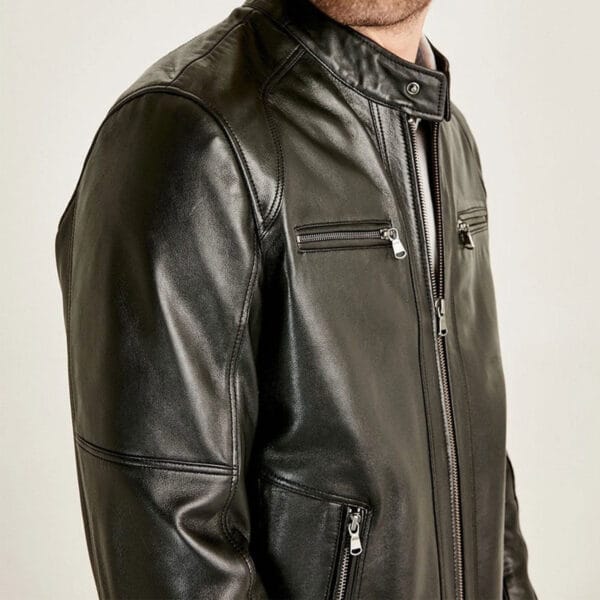 Men's-Black-Sheepskin-Biker-Leather-Jacket