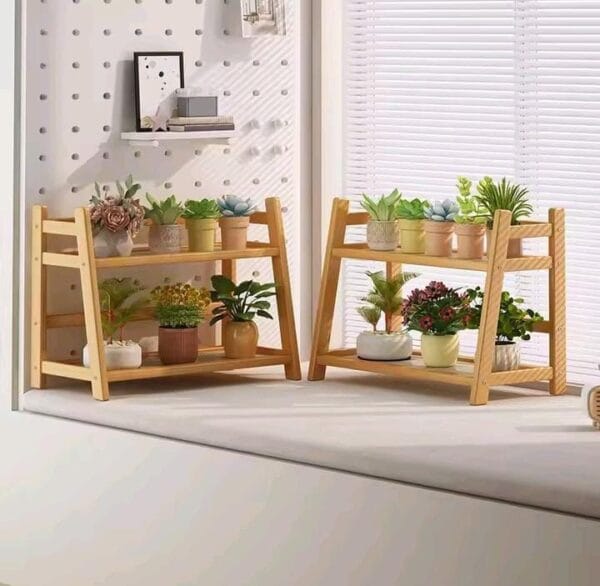 Bamboo 2 Tier Plant Stand Rack