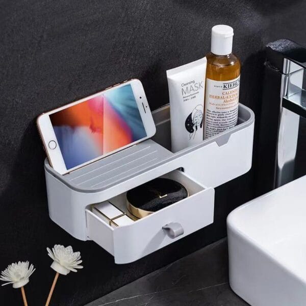 WALL MOUNTED WASHROOM ORGANIZER WITH DRAWER