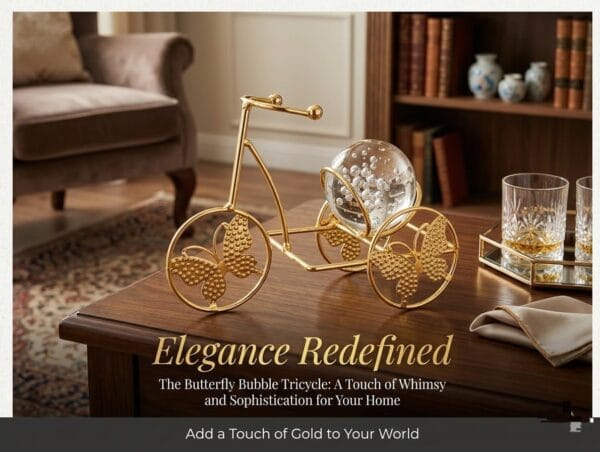 Metal Butterfly cycle holding Glass Ball