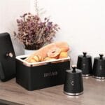 Bread Box set with Canister set (Glossy Grey)
