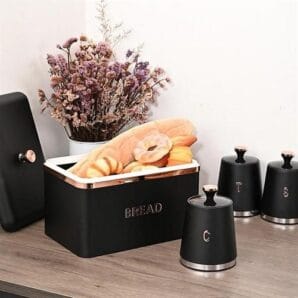Bread Box set with Canister set (Glossy Grey)
