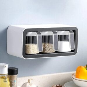 Ecoco Wall Mounted Spice Box Kitchen Seasoning Multi-Grid Storage Box