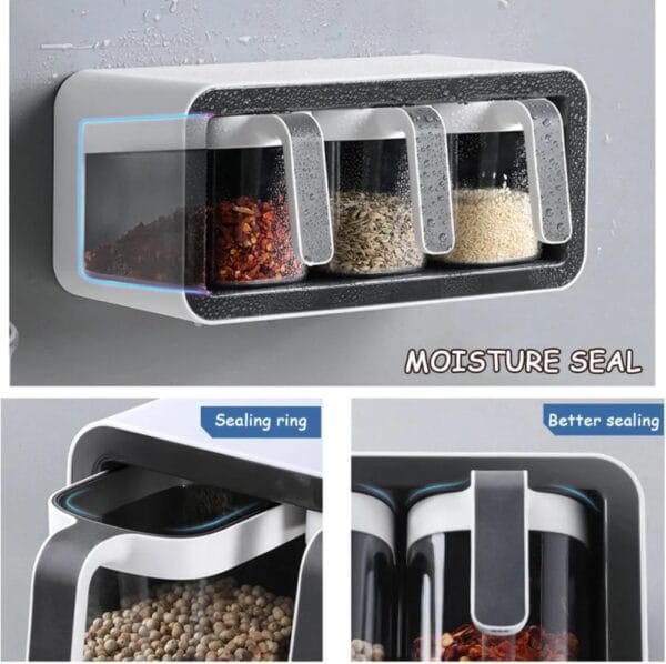 Ecoco Wall Mounted Spice Box Kitchen Seasoning Multi-Grid Storage Box