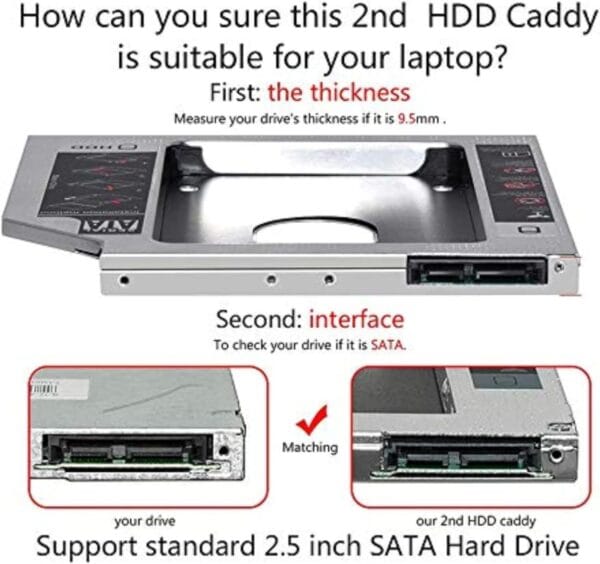 12.7mm Aluminum 2nd HDD SDD Hard Disk Caddy